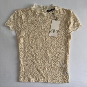 NWT Zara Elegant Cream Lace Top